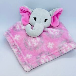 HB Elephant Lovey Pink Grey Plush Security Blanket Baby Girl 14"x14" 2020 50915